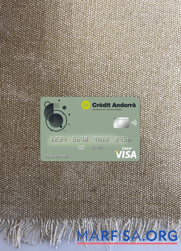 Downloadable Andorra Credit Andorra bank visa card photolook front template